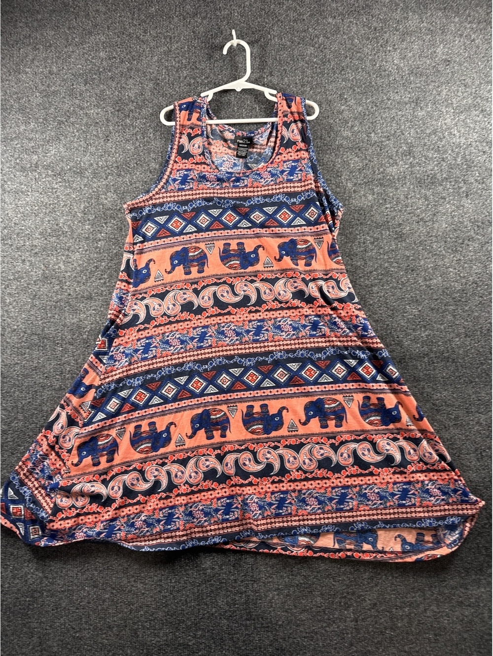 Rue21 Womens M Elephant Tribal Print Sleeveless Swing Dress Boho Festival